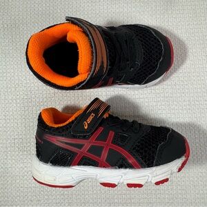 Asics Black and Orange Athletic Sneakers, Baby sz 5